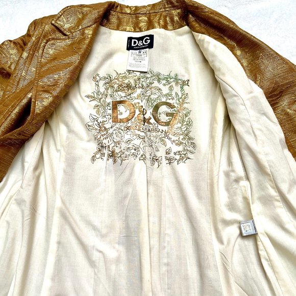 Auc Dolce Gabbana Gold Brocade Floral Coat IT 38 - Picture 7 of 16